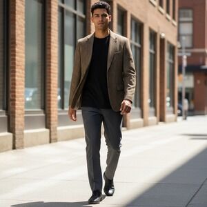 Oscar de la Renta Men's Houndstooth Blazer Sport Coat Jacket Tailored‎ Classic